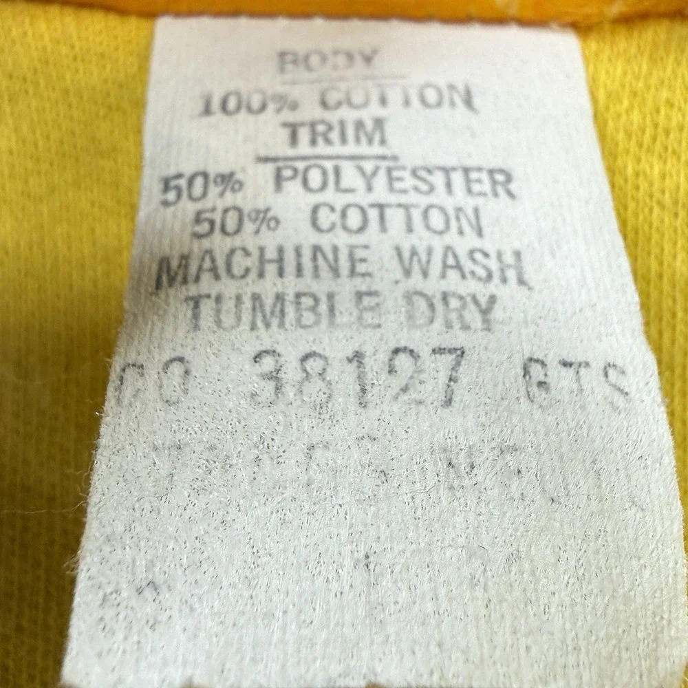 Vintage 70s Jill Short Sleeve Sweatshirt Yellow V Neck Kangaroo Pocket Women's M